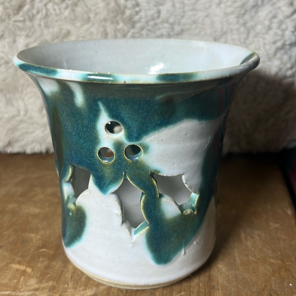 VTG Phil Morgan Pottery Signed small cut out vase
